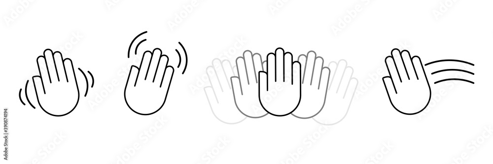 hello goodbye waving hand vector. hi bye hey gesture outline. farewell palm movement sign. raised moving shake. stock illustration on white background hello goodbye waving hand vector. hi bye hey gesture outline. farewell palm movement sign. raised moving shake. stock illustration on white background
