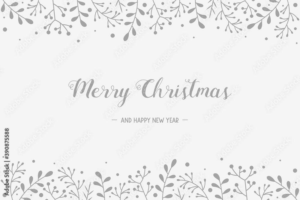 Christmas wreath with hand drawn branches. Xmas background with wishes. Vector
