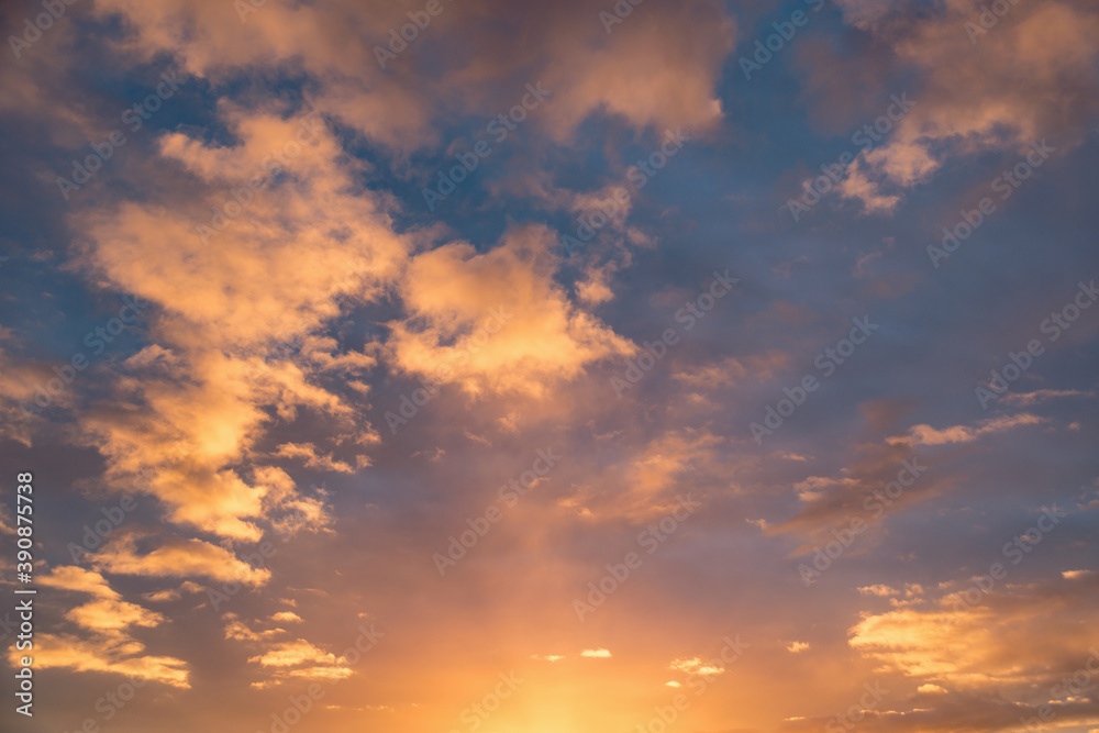 Fototapeta premium Amazing cloudscape on the sky at sunset time after rain