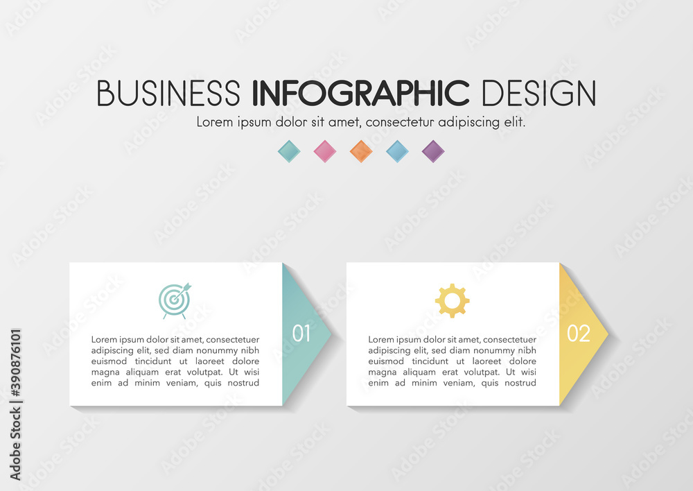 Infographic template with 2 steps. Simple diagram. Vector