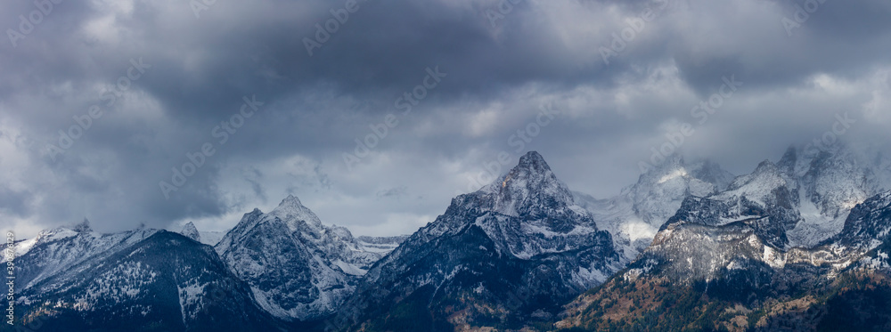 Clouds and Peaks, Grand Teton National Park, Wyoming, Usa, America