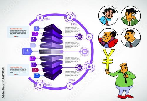 Abstract infographics template with cartoon character. Vector illustration