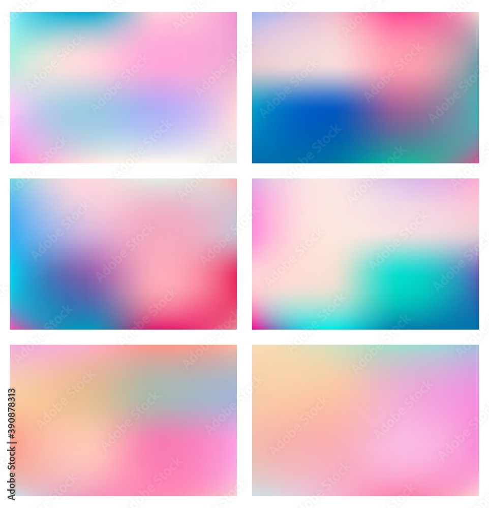 Set of abstract colorful blurred blend gradient background