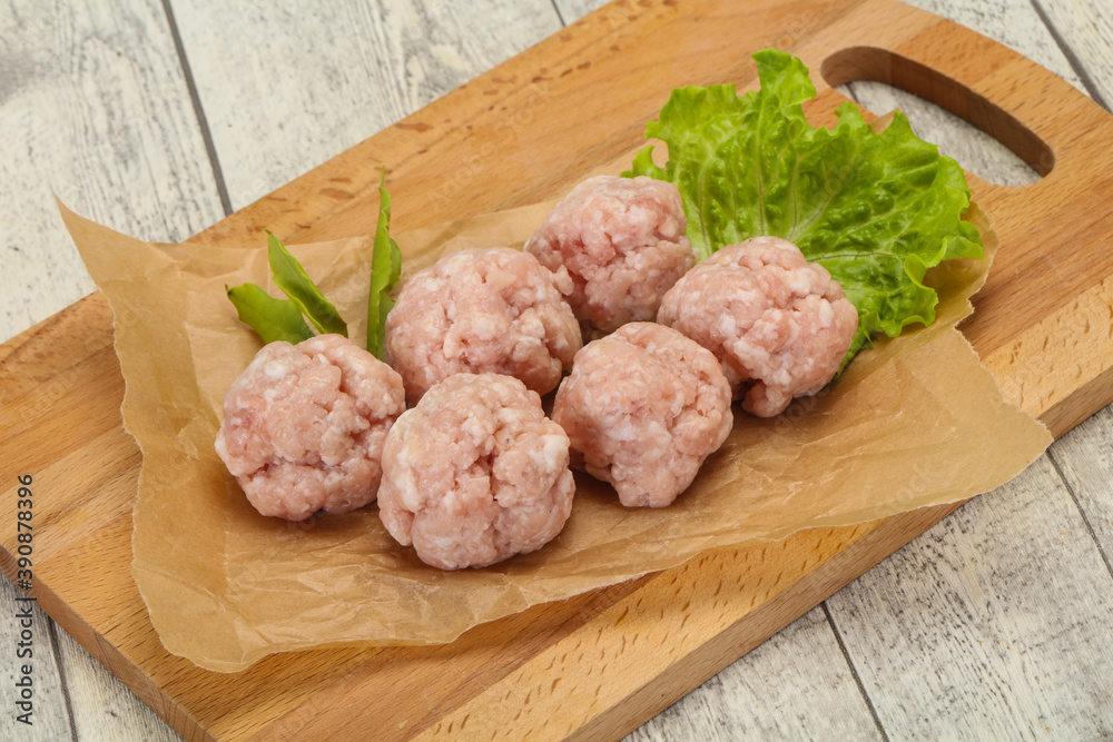 Homemade raw pork minced meatball for cooking Homemade raw pork minced meatball for cooking