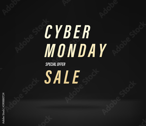 Cyber monday sale banner on black background © tovovan