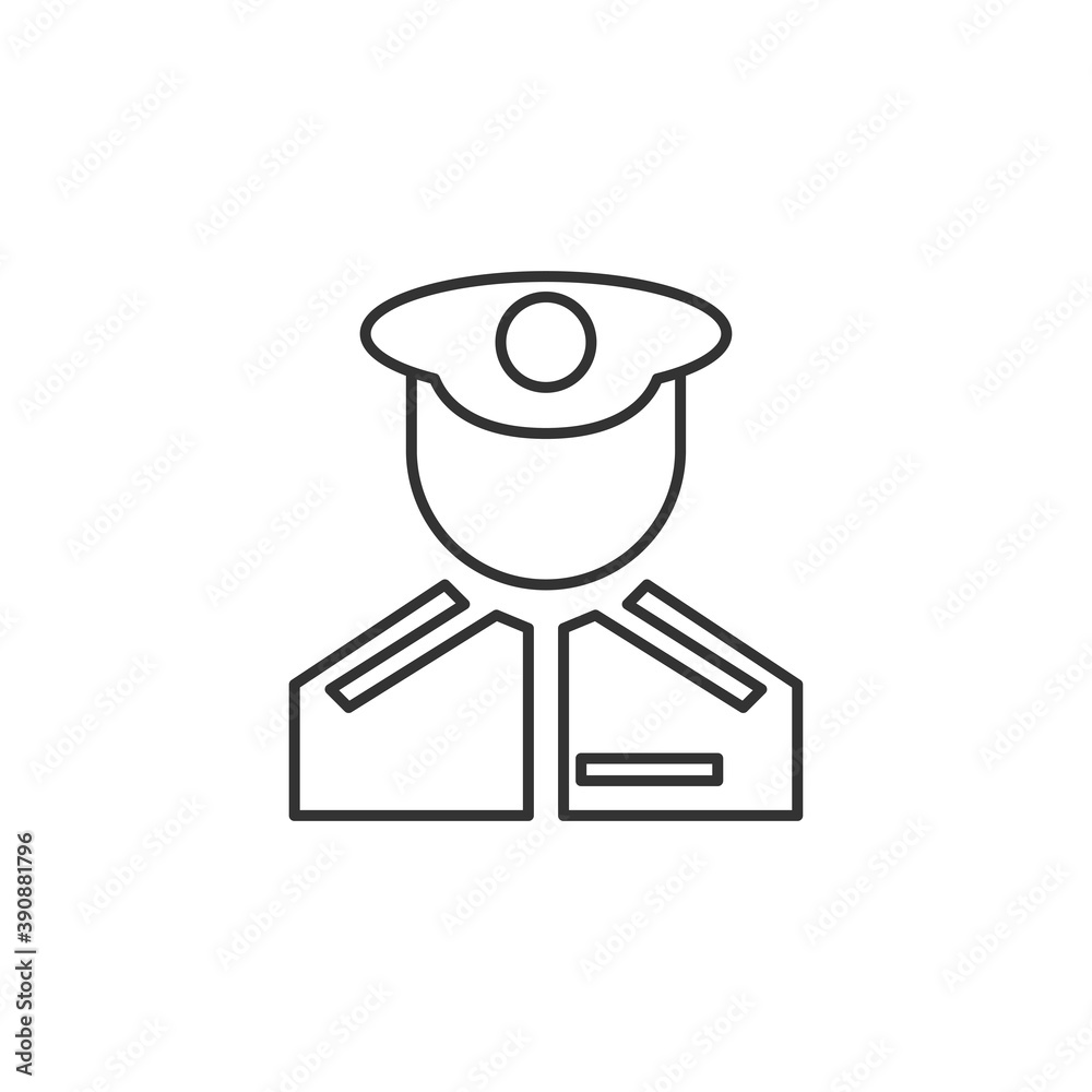 Man with uniform icon isolated on white background. Officer symbol modern, simple, vector, icon for website design, mobile app, ui. Vector Illustration