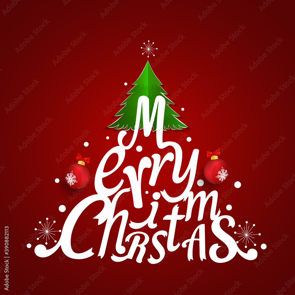 Christmas Greeting Card. Merry Christmas lettering with Christmas tree, vector illustration. Christmas Greeting Card. Merry Christmas lettering with Christmas tree, vector illustration.