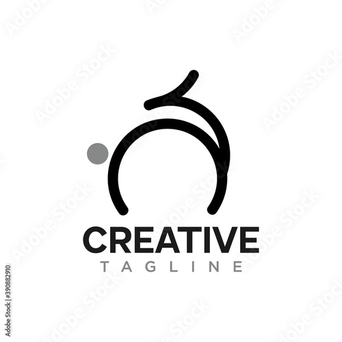 This is a bear logo with line art style design vector template