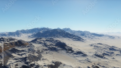 science fiction landscape, view from a beautiful planet, beautiful space background, alien planet landscape 3d render © ANDREI