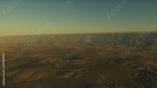 science fiction landscape  view from a beautiful planet  beautiful space background  alien planet landscape 3d render