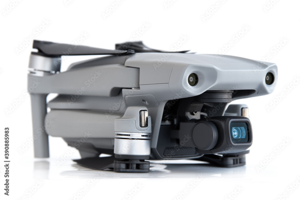 Gray mini drone on a white background