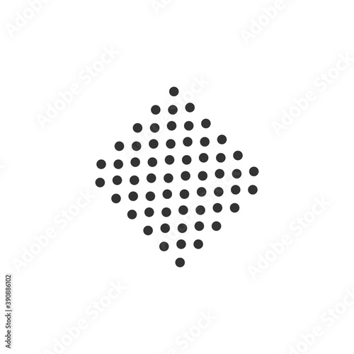 Abstract circular dots square shape. Digital geometric design. Vector illustration isolated on white.