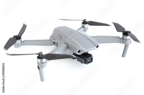 Gray mini drone on a white background
