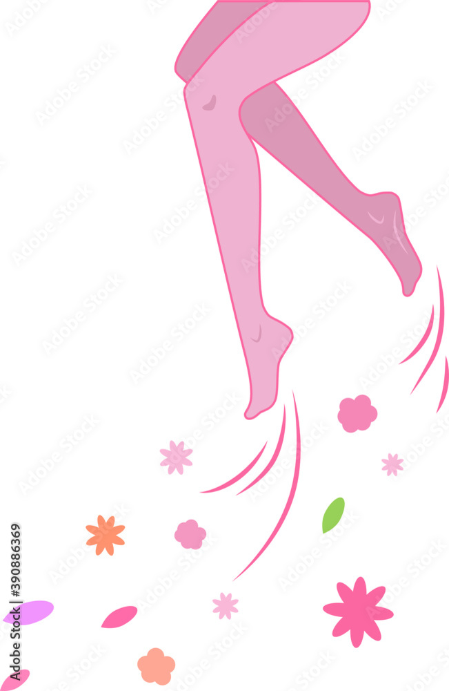 Slender female legs vector illustration on an isolated white background. Depilation, beautiful female legs with smooth skin, salon foot care procedures. 