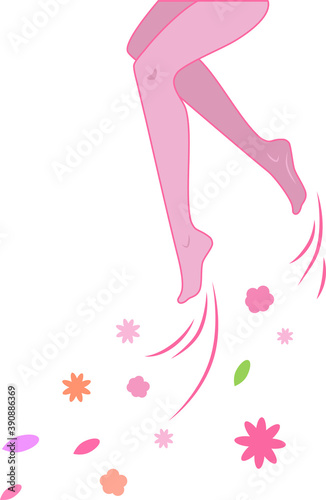 Slender female legs vector illustration on an isolated white background. Depilation, beautiful female legs with smooth skin, salon foot care procedures. 