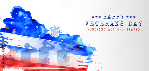 illustration of Army Memorial Happy Veterans Day USA honoring all who served for United States of America