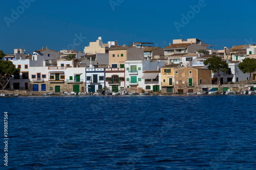 Houses in Porto Colom with water in front, Mallorca, east, Balearic Islands