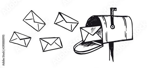 Mailbox hand draw illustration vector