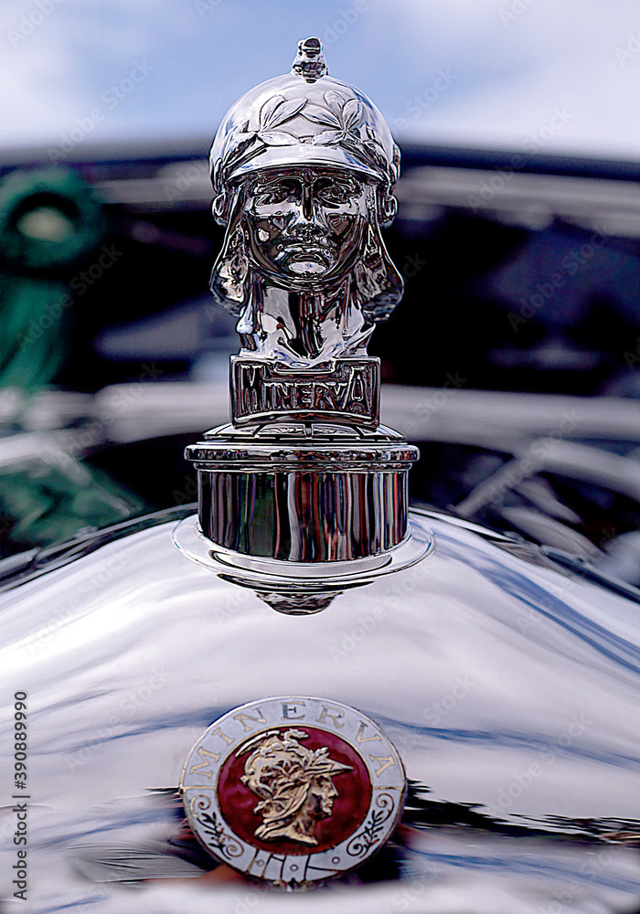 Minerva car badge and hood ornament Stock Photo Adobe Stock