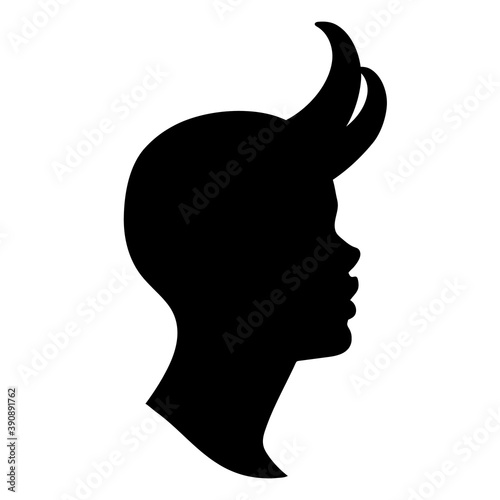 demon girl profile silhouette with horns