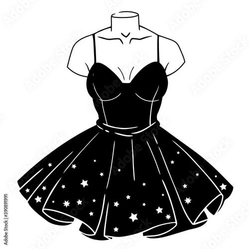 Female black gothic dress on a mannequin