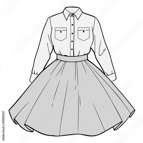 Set of women's clothing, shirt and skirt