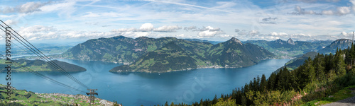 Panoramic view on Vierwaldstattersee lake and surrounding mountains © Michal