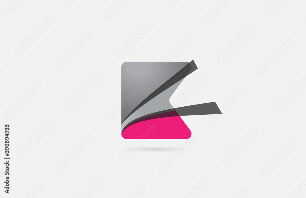 pink grey K alphabet letter logo icon for corporate. Creative design for business and company