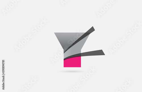 Free Download pink grey Y alphabet letter logo icon for corporate. Creative design for business and company - GFXLoad