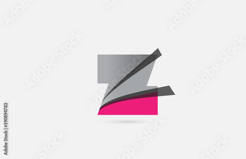 pink grey Z alphabet letter logo icon for corporate. Creative design for business and company