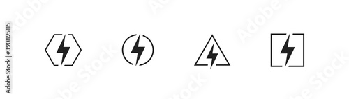 Free Download Lightning icon. Warning power sign. Electric bolt triangle symbol. Danger flash in vector flat - GFXLoad