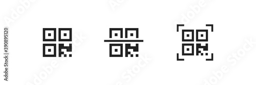 Qr code icon. Qrcode scan symbol. Mobile scanner, line web sign in vector flat