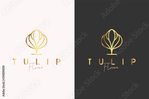 Gold tulip flower premium vector