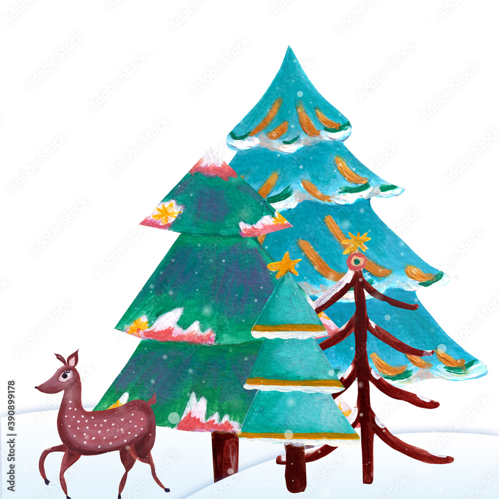 Naklejka premium Colorful folk art christmas elements, perfect to use on the web or in print