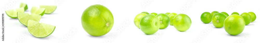 Group of limes isolated on a white background with clipping path Group of limes isolated on a white background with clipping path