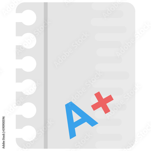 
Result sheet flat vector icon, A+ representing good grades
