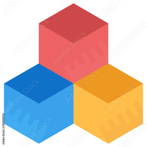 
A colorful set of cubical boxes, flat vector icon design
