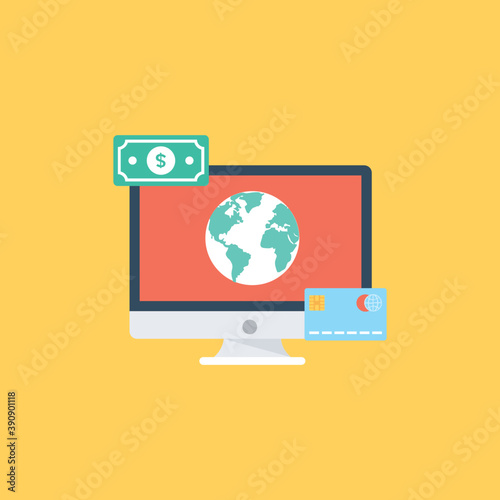 
Illustration of M-commerce. Mobile banking concept 
