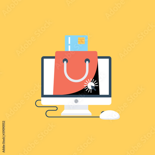 
Illustration of M-commerce. Mobile banking concept 
