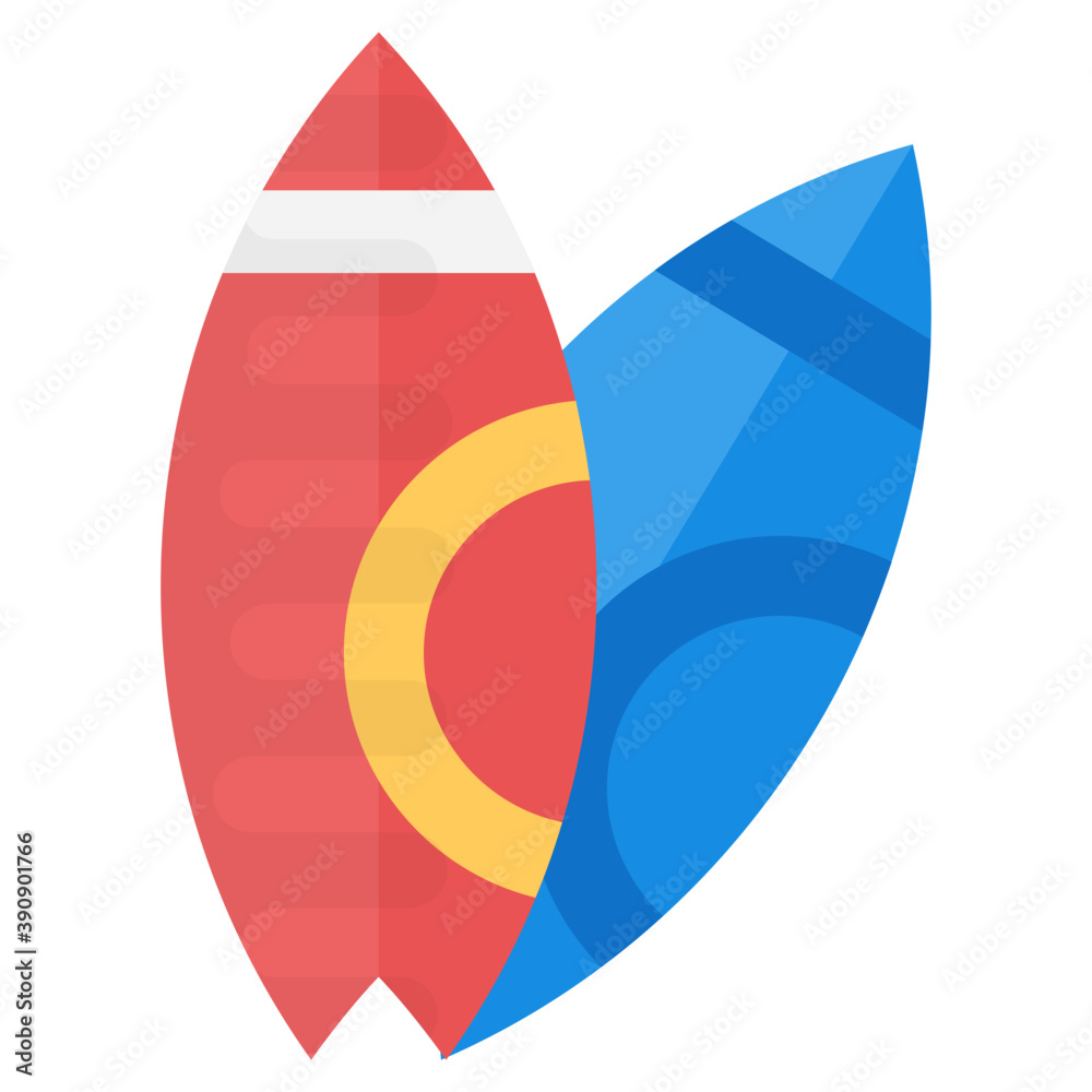 Two surfboards symbolizing summertime, flat vector icon
Two surfboards symbolizing summertime, flat vector icon