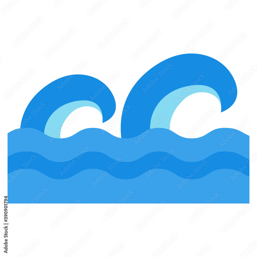 
Sea with giant waves flat vector icon 

