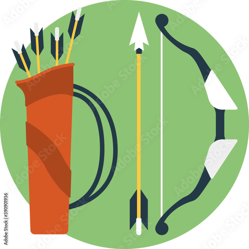 
Flat icon archery, bow and arrow 
