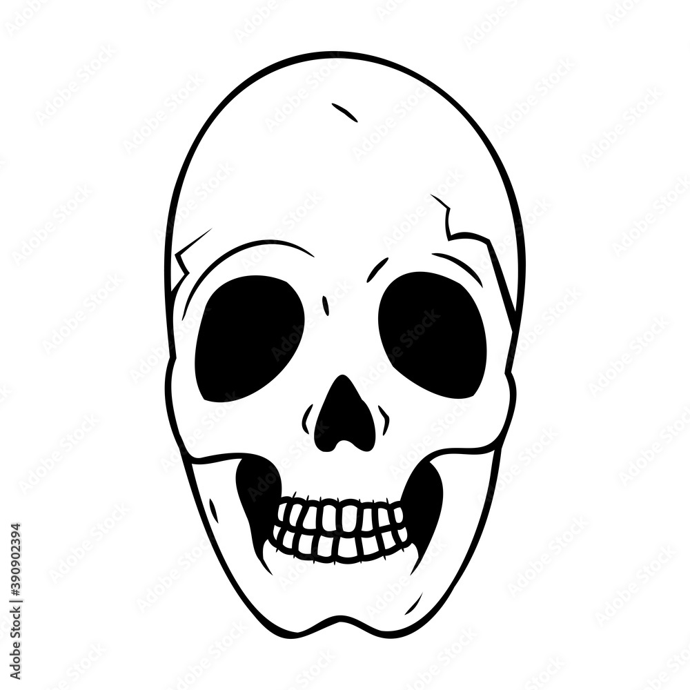 Human skull flat icon isolated on white background. Human skull flat icon isolated on white background.