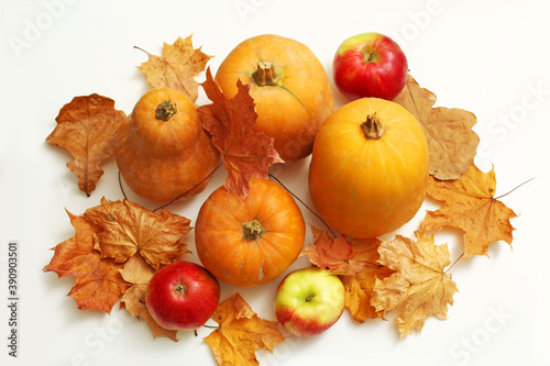 autumn still life with apples, autumn fruits and vegetables