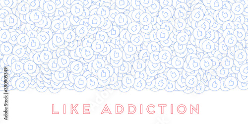 Social media icons. Like addiction concept. Fallin