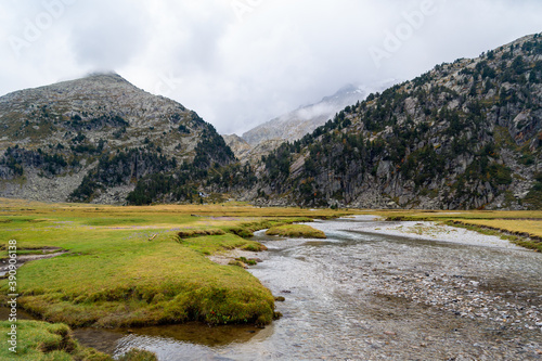 Esera river in the Aigualluts planes in the Benasque valley in the Aragonese Pyrenees.