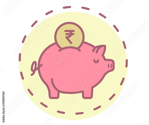 Finance Piggy Bank Icon - Saving - Illustration