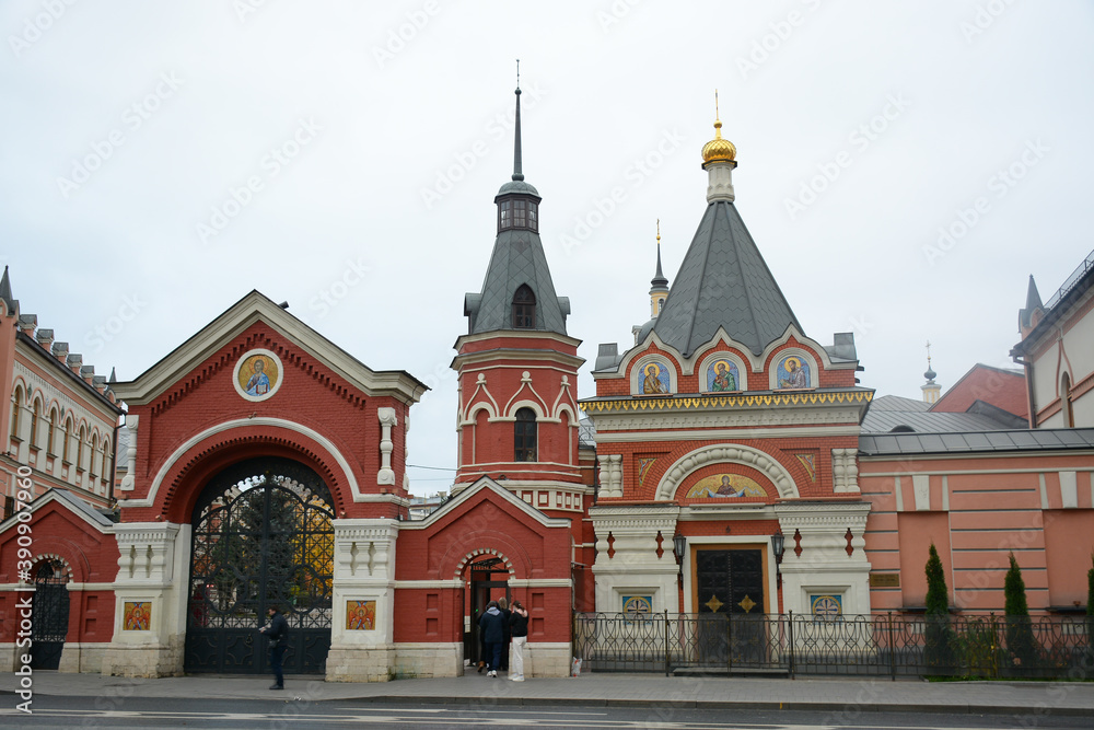 MOSCOW, RUSSIA -  November 3, 2020: View to Intercession Monastery on Taganskaya street