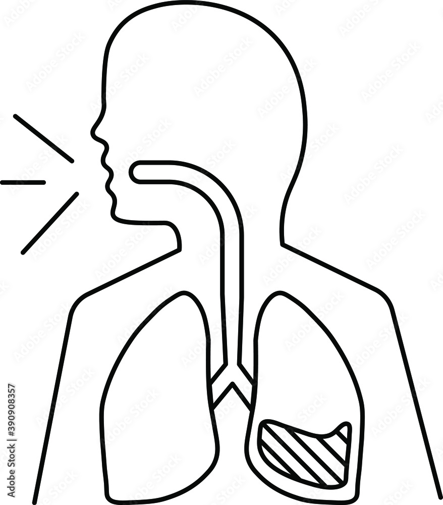 line icon, pneumonia, schematic lungs line icon, pneumonia, schematic lungs