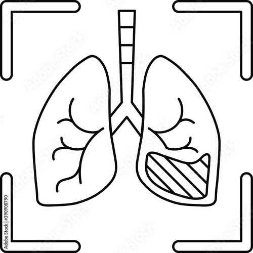 fluorography icon, line icon, pneumonia, schematic lungs